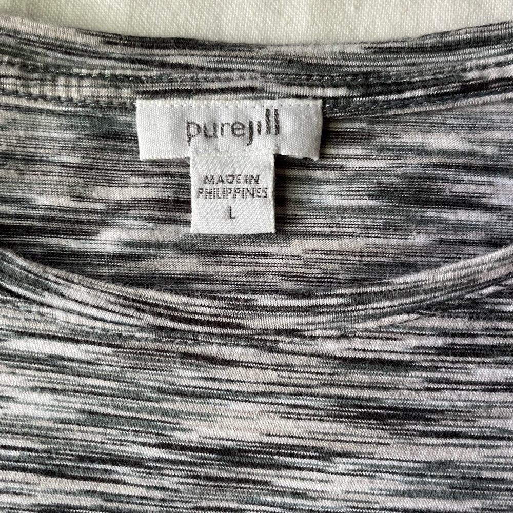 Pure Jill Women's Cotton Gray Marbled Long Sleeve Comfy Tee Tunic Top - Picture 7 of 10